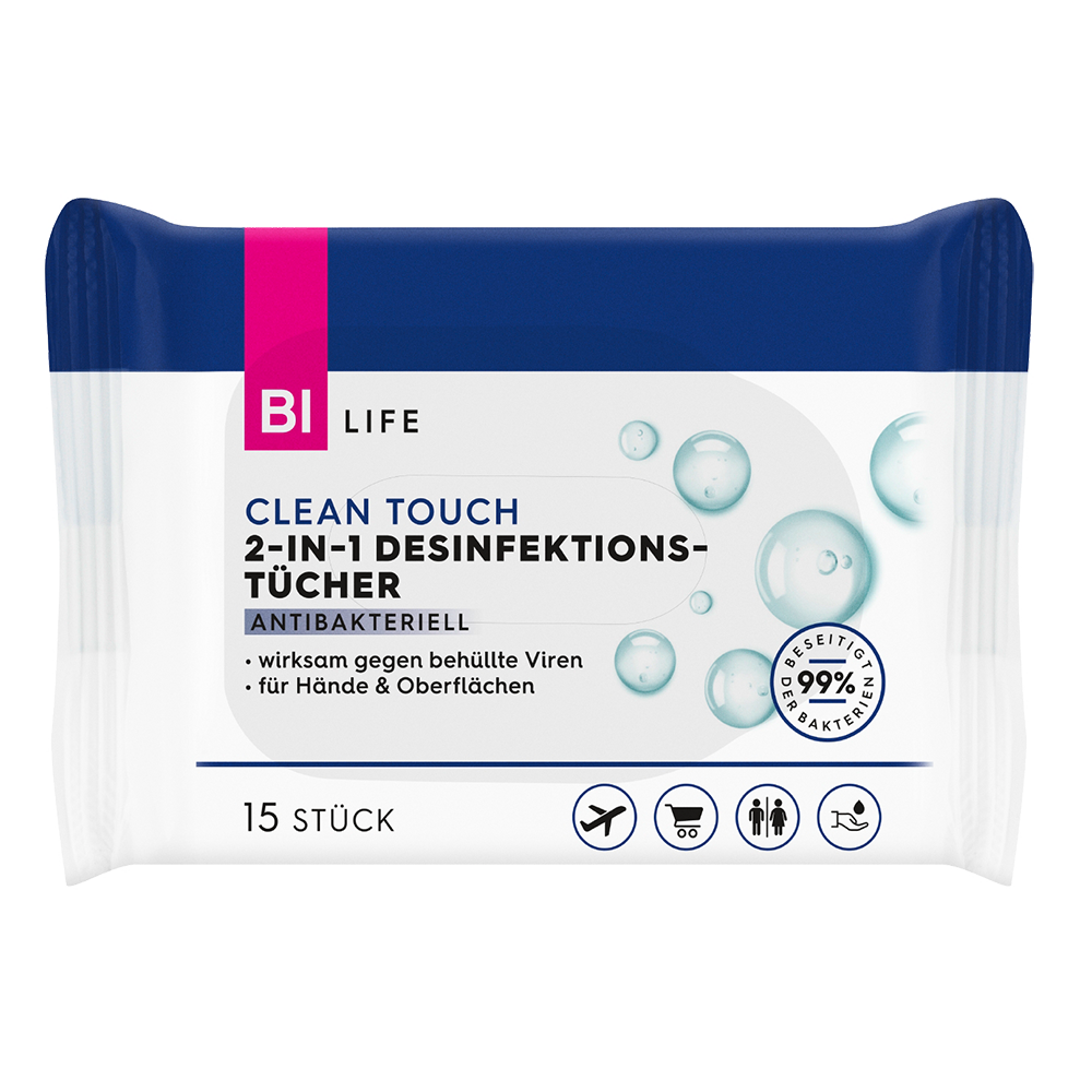 Bild: BI LIFE Clean Touch 2in1 Desinfektionstücher 