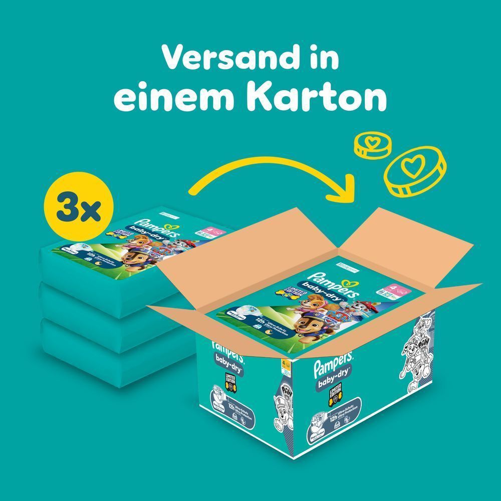 Bild: Pampers Baby-Dry Paw Patrol Edition Größe 4, 9kg-14kg, Monatsbox 