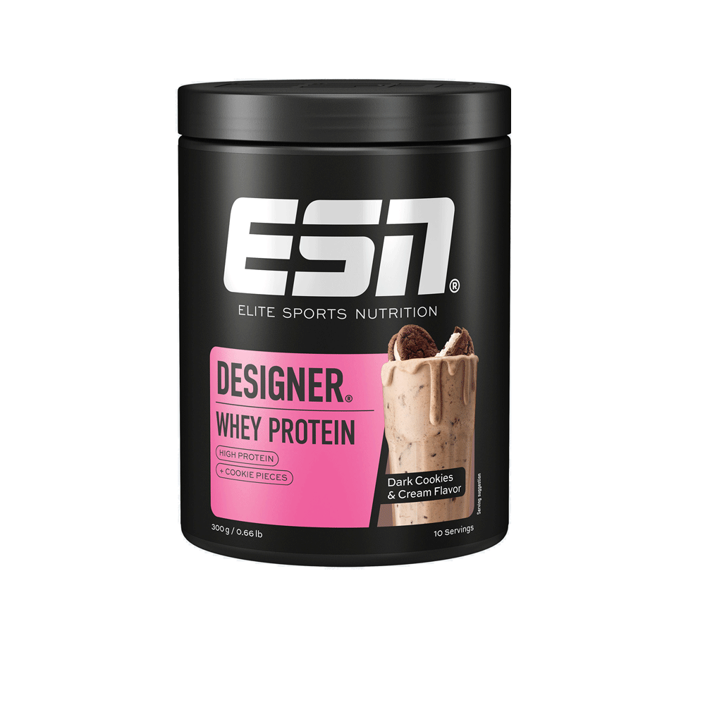 Bild: ESN Designer Whey Protein Dark Cookies and Cream Flavor 