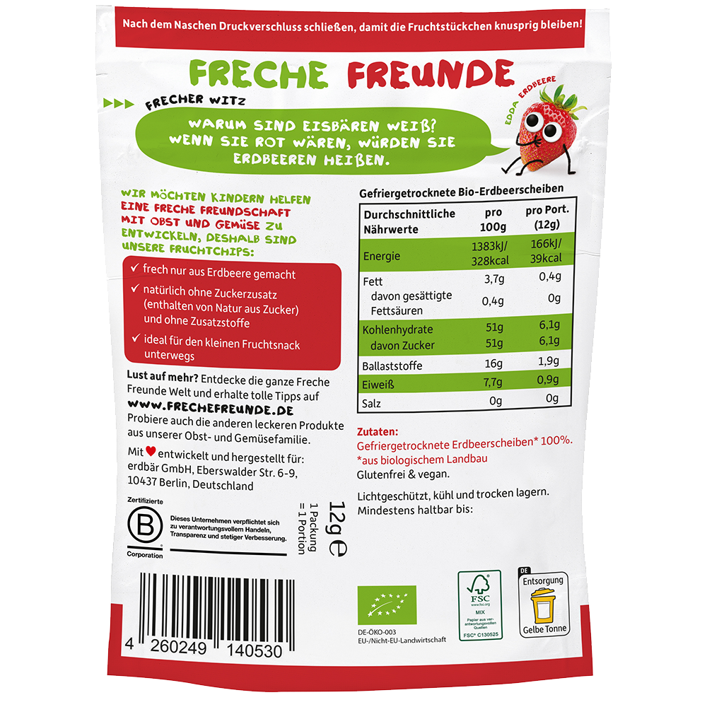 Bild: Freche Freunde Fruchtchips Erdbeere 