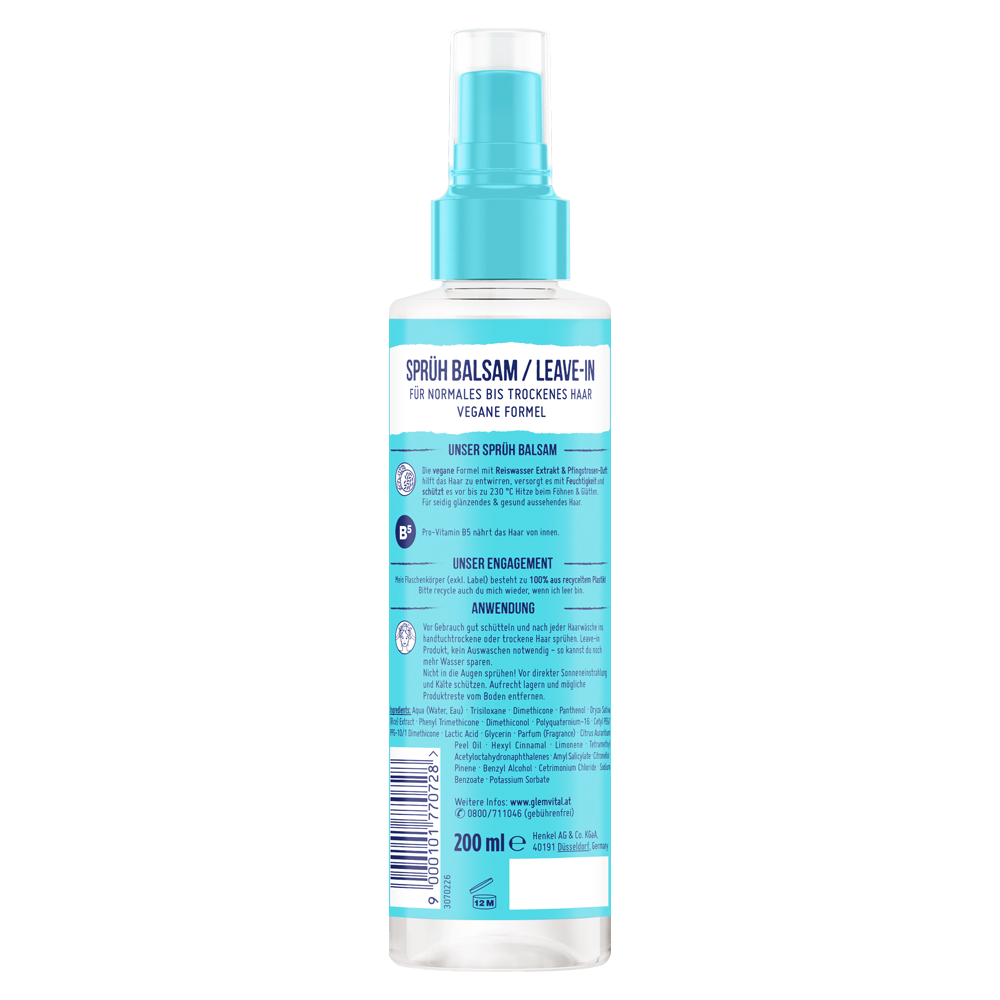 Bild: GlemVital Sprüh Balsam Reiswasser & Pfingstrose