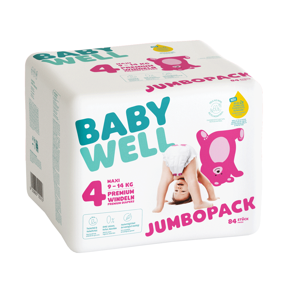 Bild: BABYWELL Premium Windeln Jumbopack Größe 4, 9-14 kg 