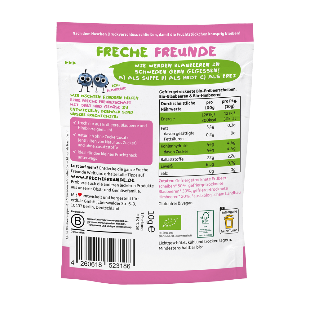 Bild: Freche Freunde Fruchtchips Roter Beerenmix 