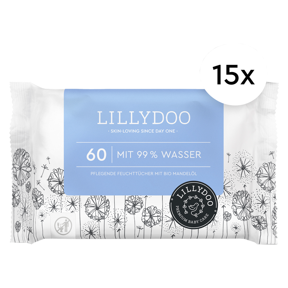 Bild: LILLYDOO Feuchttücher mit 99% Wasser, 15x60 Stück 