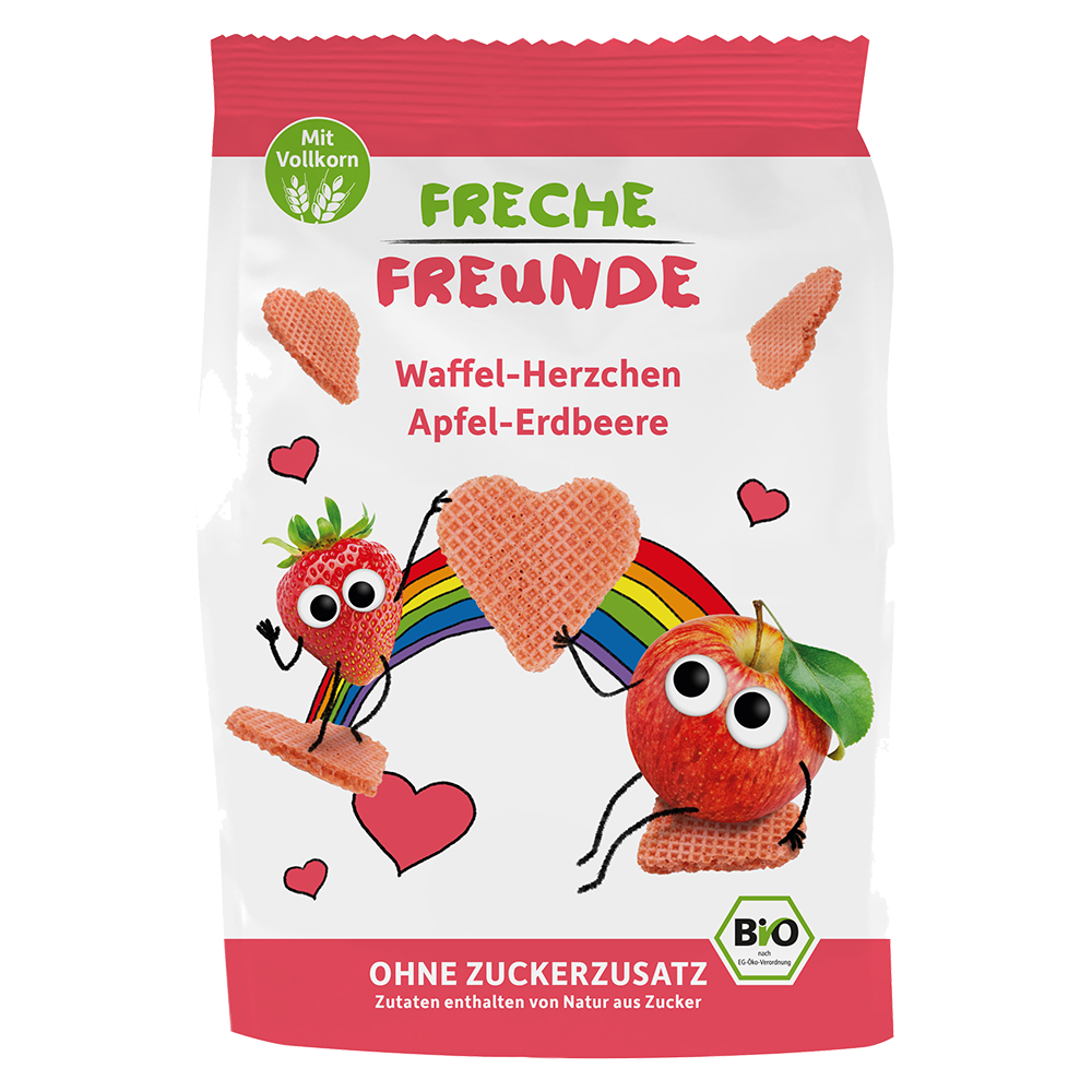 Bild: Freche Freunde Waffel Herzchen Apfel und Erdbeere 