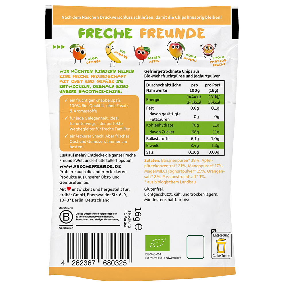 Bild: Freche Freunde Smoothie Chips Exotik mit Joghurt 