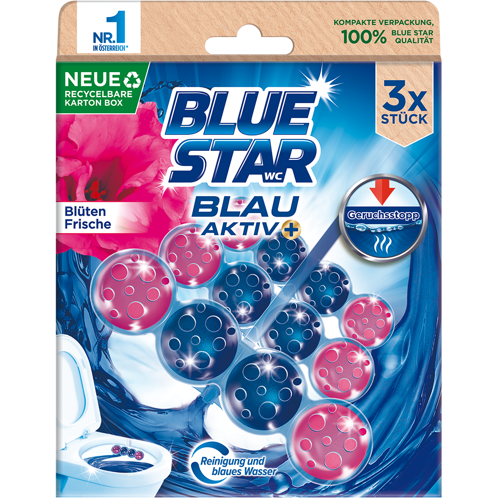Bild: Blue Star Blau Aktiv WC-Steine Blüten Frische 