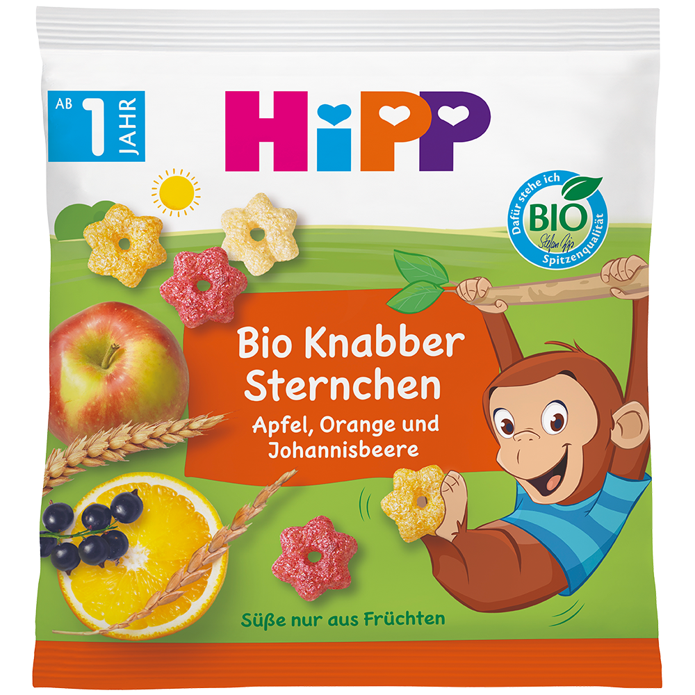 Bild: HiPP Bio Knabber Sternchen Apfel Orange und Johannisbeere 