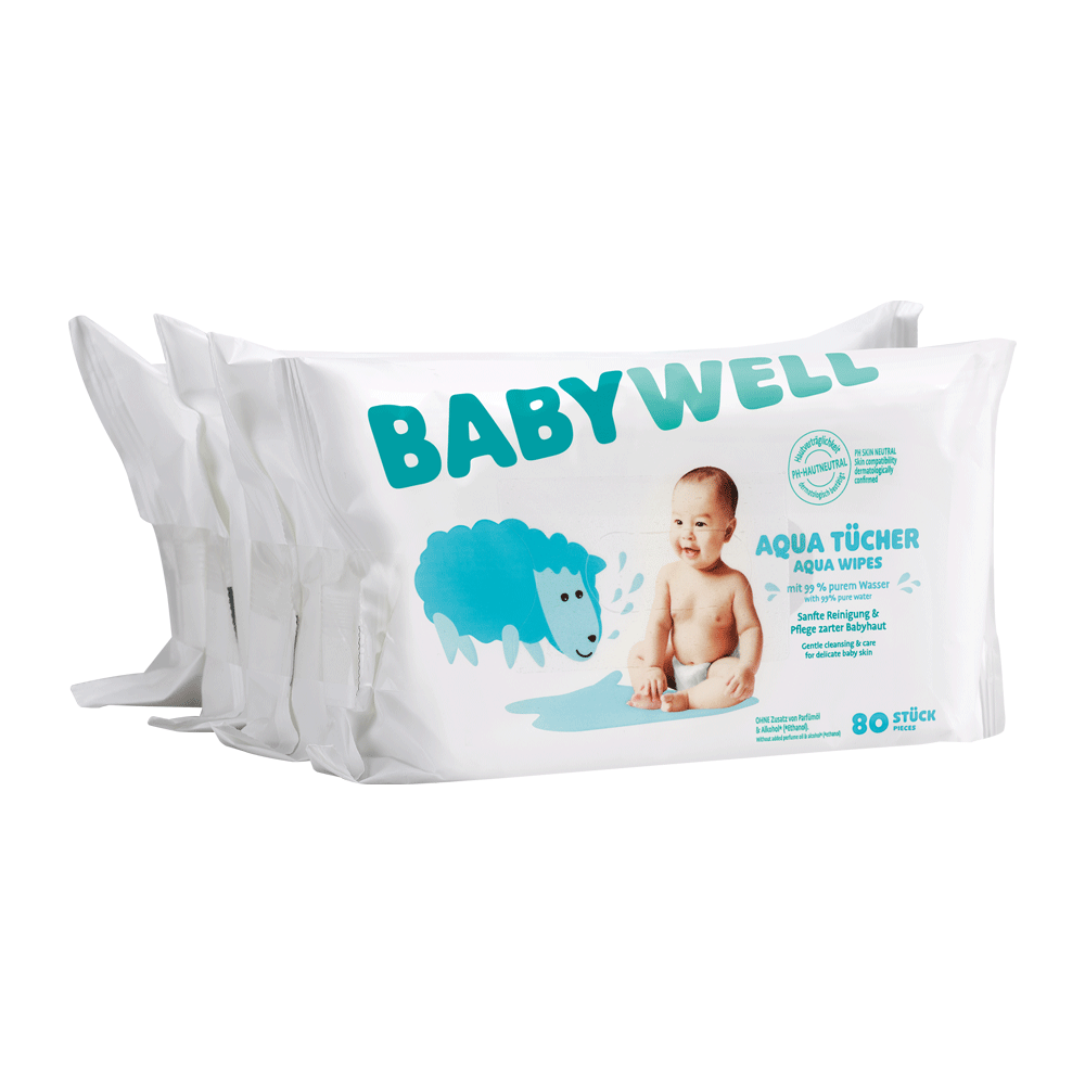 Bild: BABYWELL Aqua Tücher, 4x80 Stück 