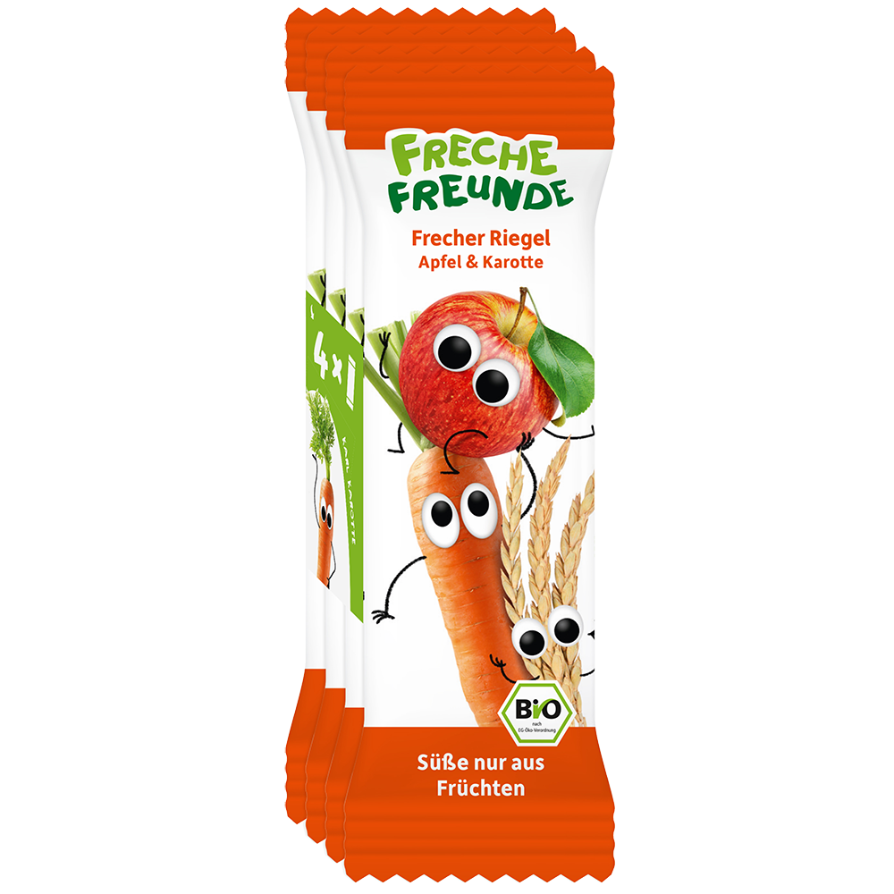 Bild: Freche Freunde Frecher Riegel Apfel und Karotte 