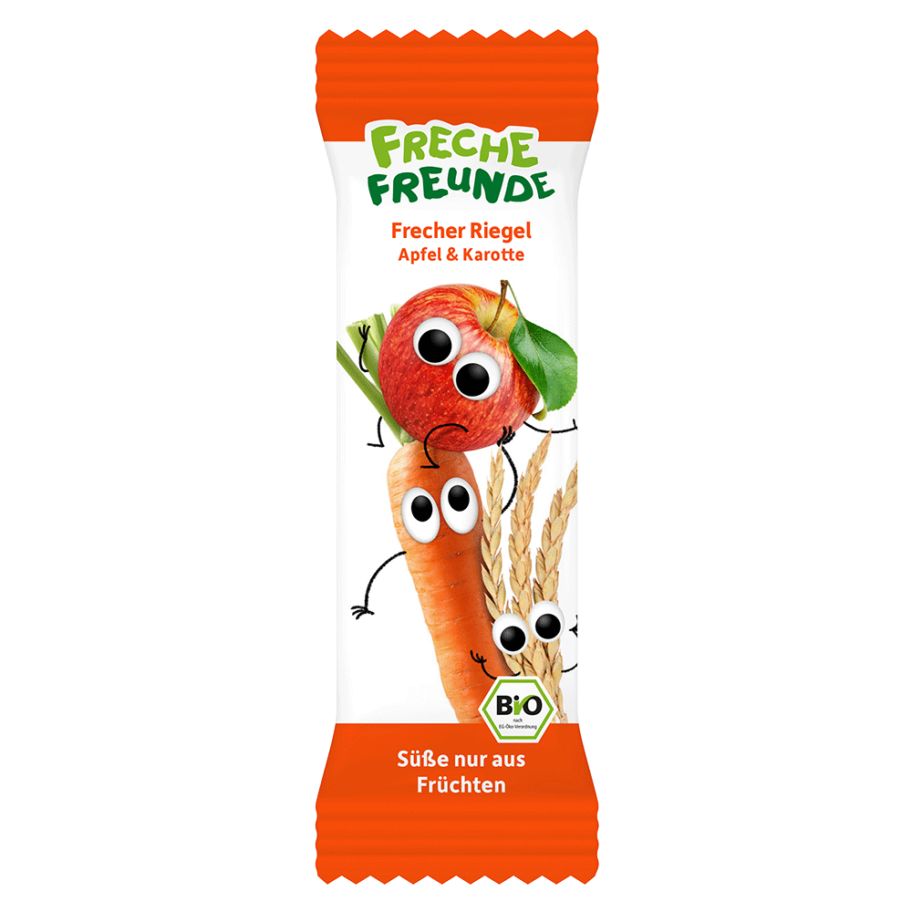 Bild: Freche Freunde Frecher Riegel Apfel und Karotte 