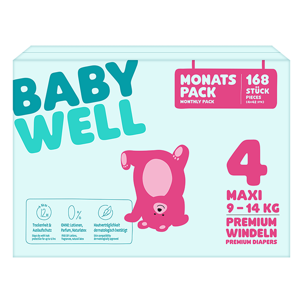 Bild: BABYWELL Premium Windeln Monatspack Gr.4, 9-14kg 