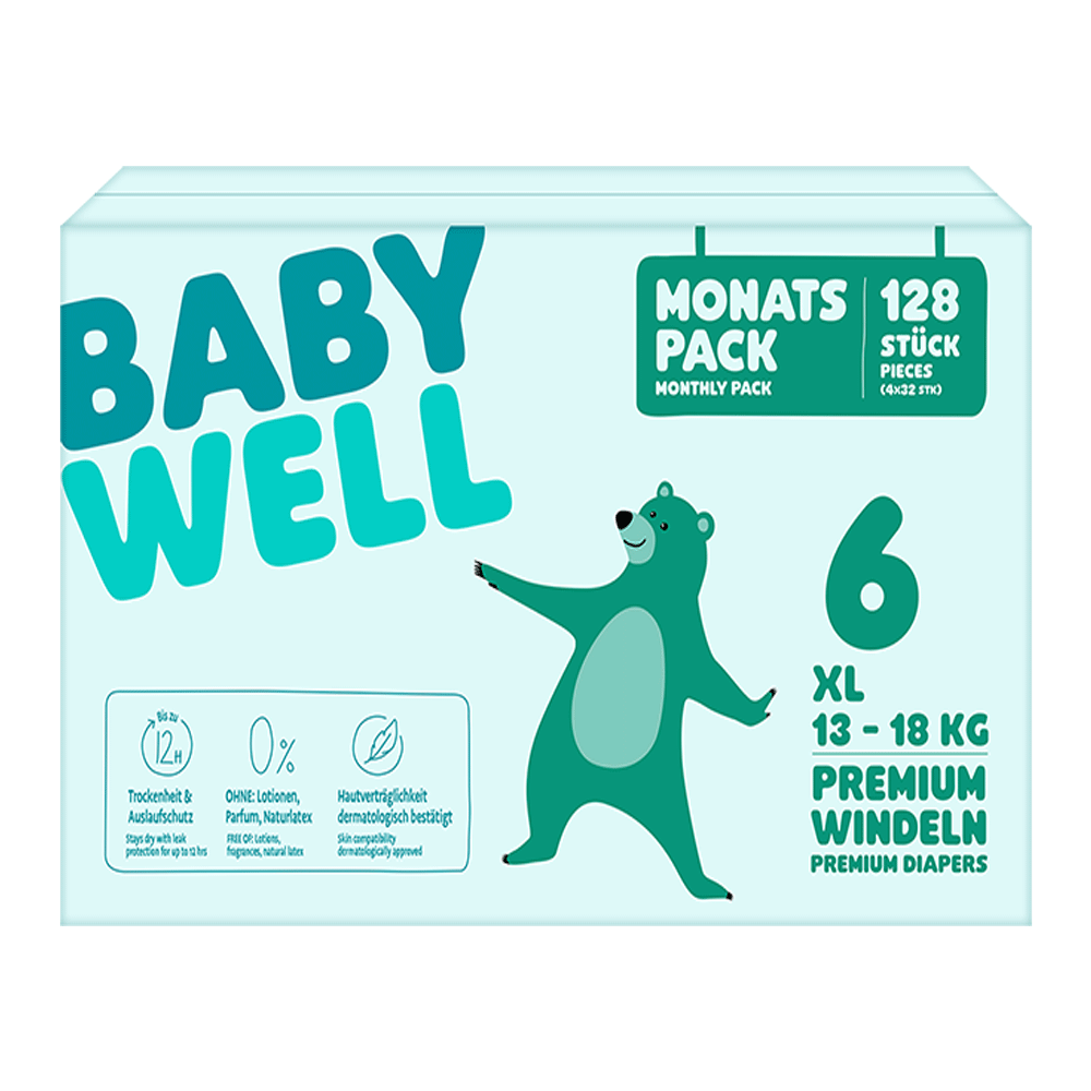 Bild: BABYWELL Premium Windeln Monatspack Gr.6, 13-18kg 