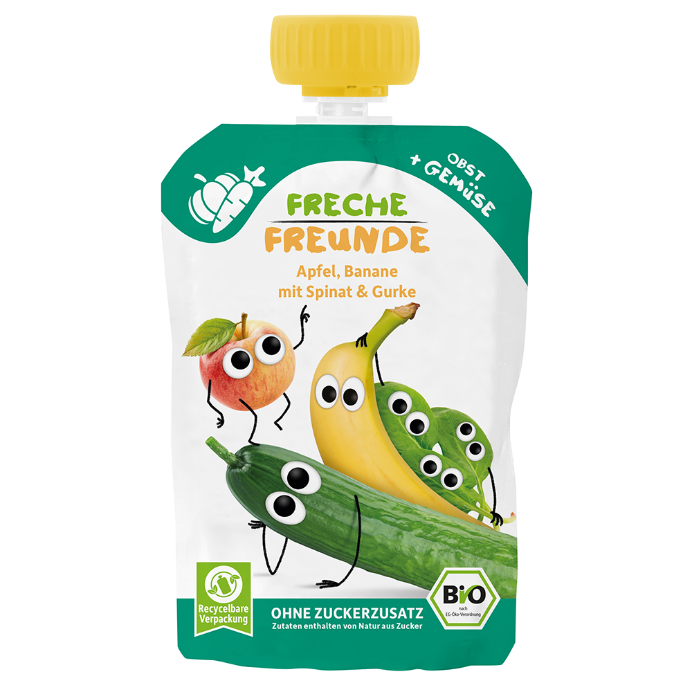 Bild: Freche Freunde Quetschie Apfel, Banane mit Spinat und Gurke 
