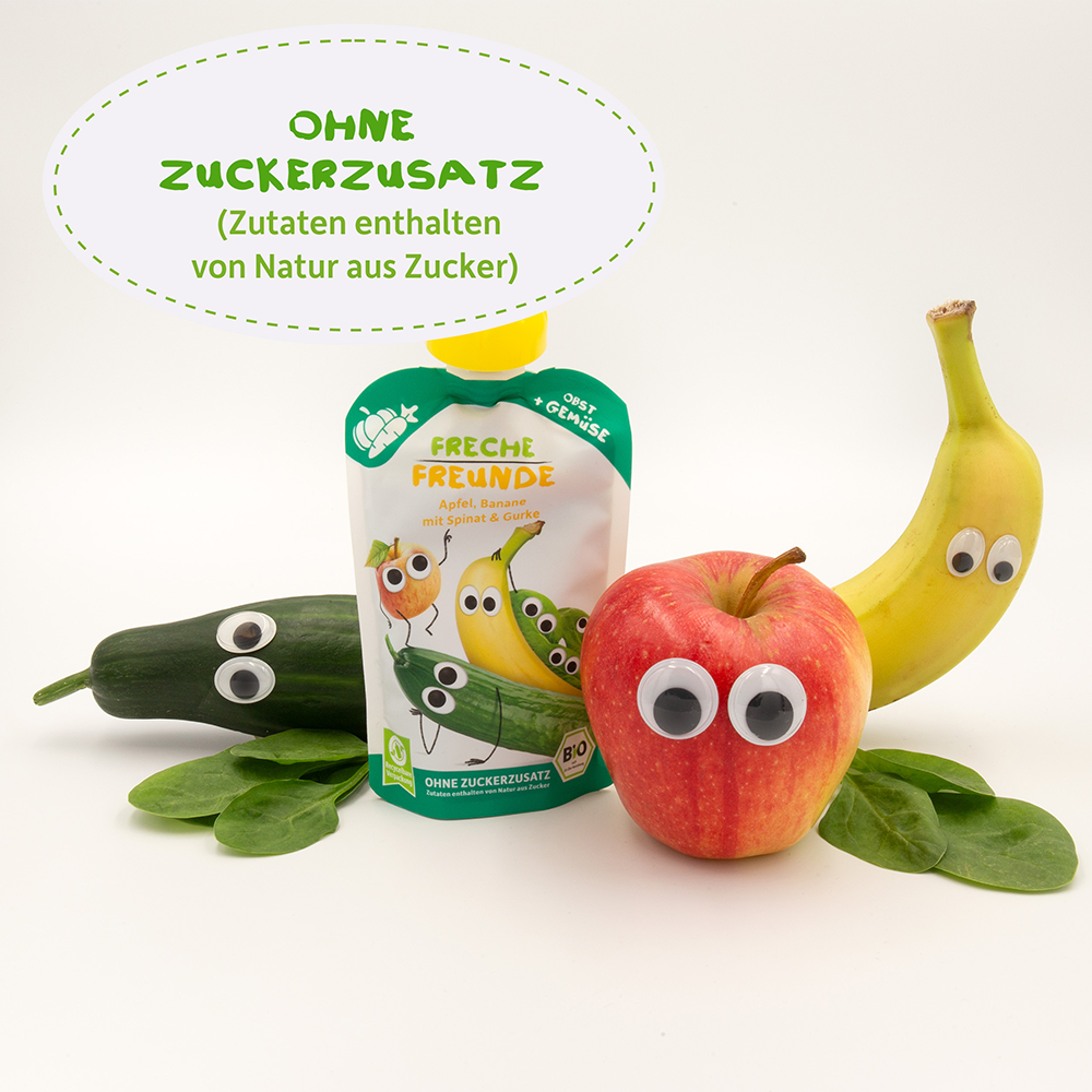Bild: Freche Freunde Quetschie Apfel, Banane mit Spinat und Gurke 