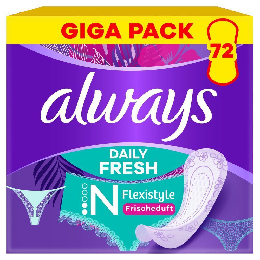 Always Daily Fresh Slipeinlagen Flexistyle N, im Gigapack mit 72 Stück,  Frischeduft.