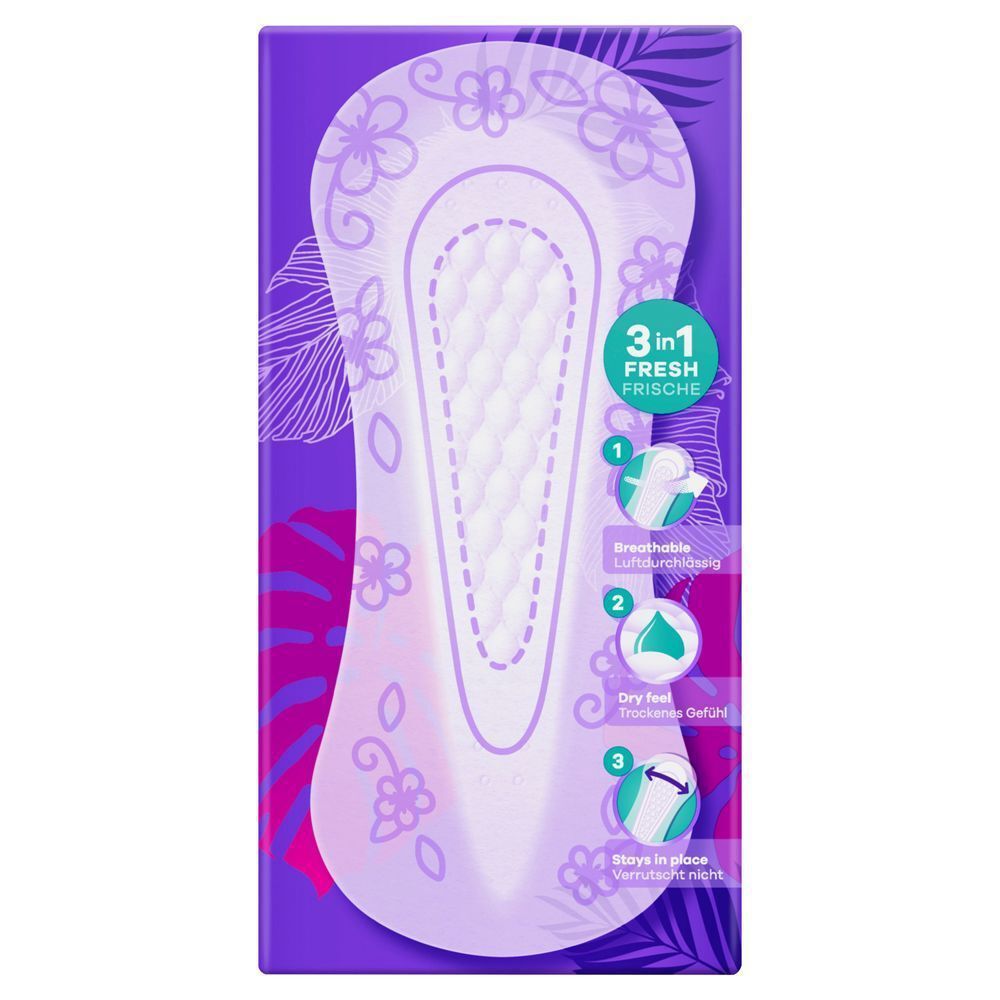 Always Daily Fresh Slipeinlagen Verpackung, 3-in-1-Frische: Luftdurchlässig, trockenes Gefühl und verutscht nicht;
