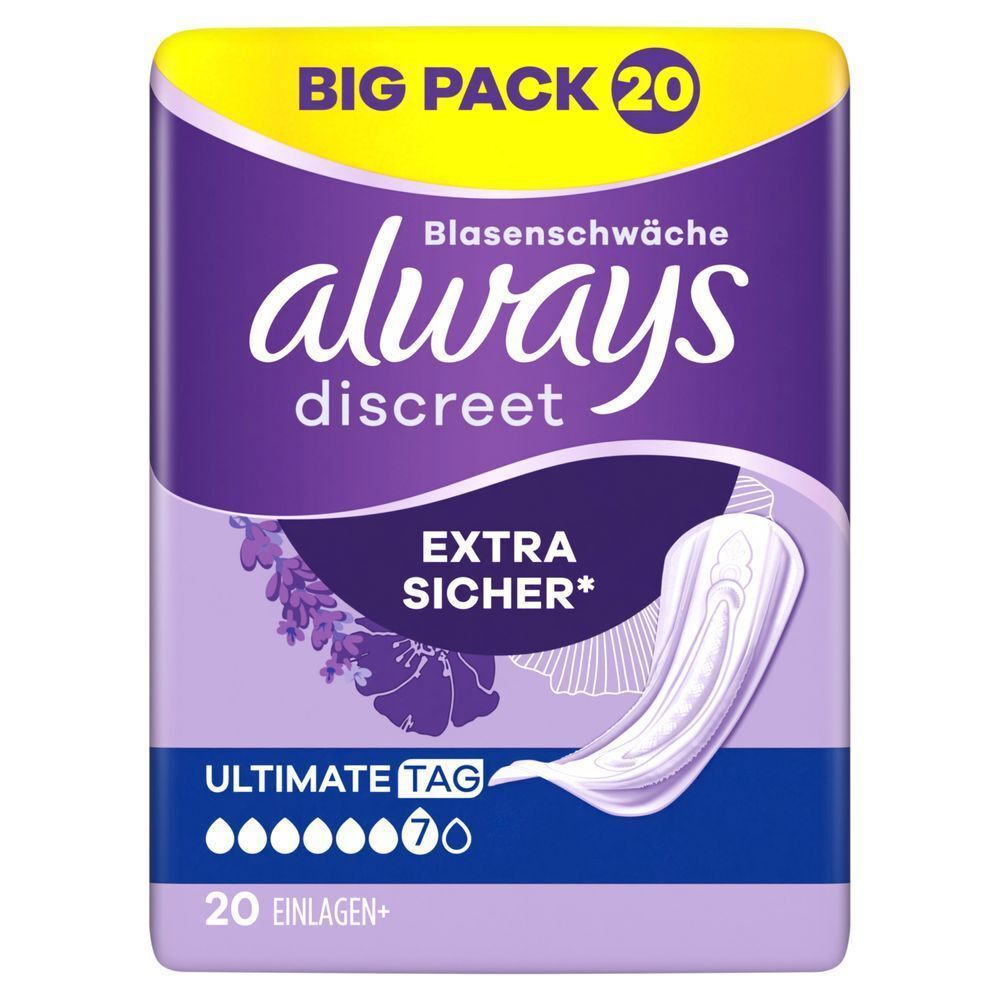 Always Discreet Maxi Schutz Einlagen bei Blasenschwäche, BIG Pack mit 20 Stück.