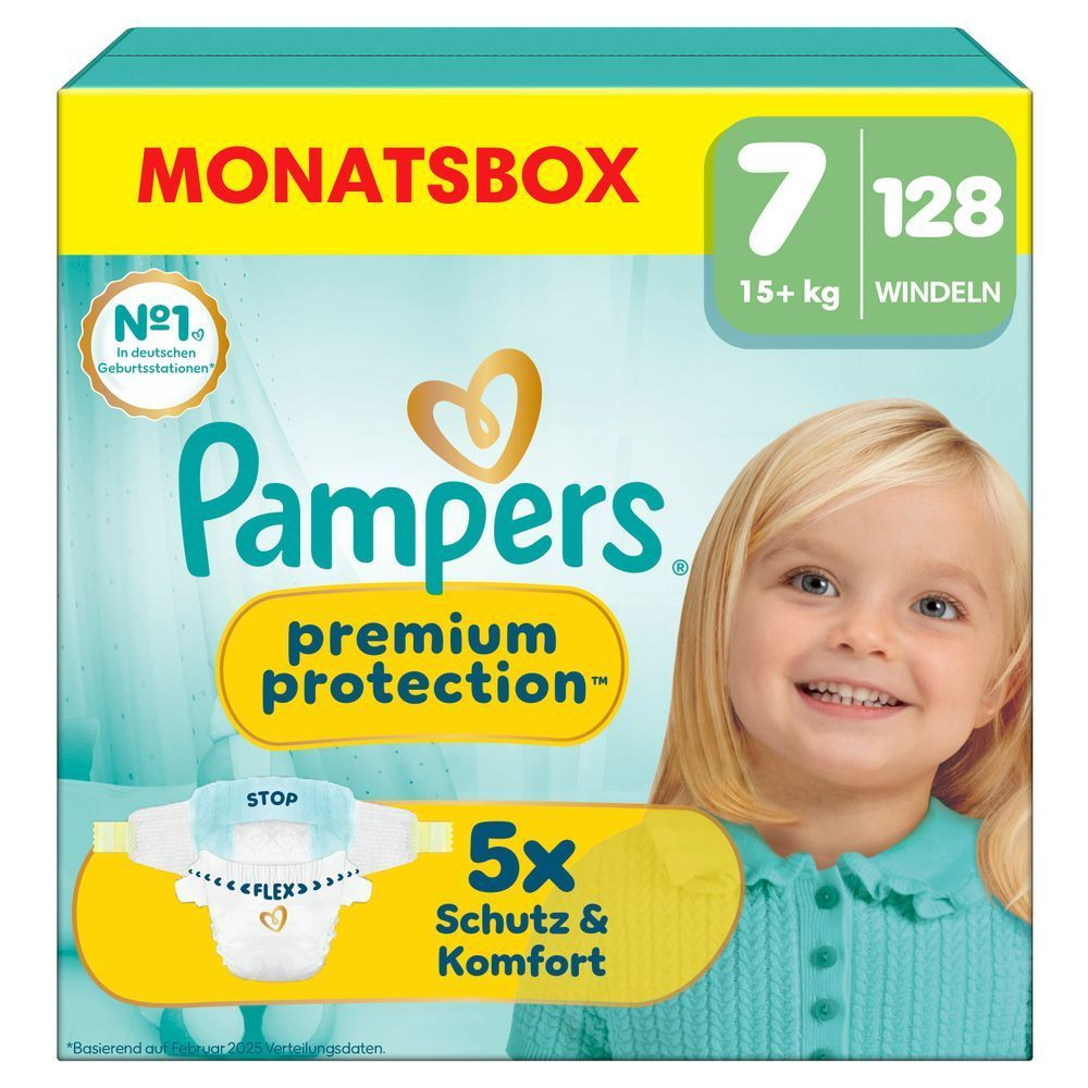 Bild: Pampers Premium Protection Größe 7, 15kg+, Monatsbox 