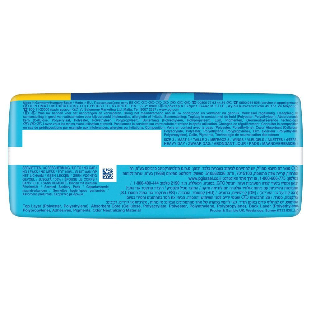Always Ultra Binden-Verpackung, hervorgehoben mit "3X Schutz" und "bis zu 100% Schutz".