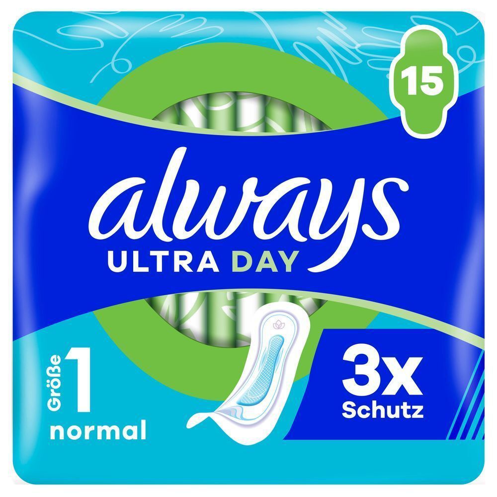 Always Ultra Day Binden, Normal ohne Flügel, Größe 1,15 Stück, 3-fach Schutz.