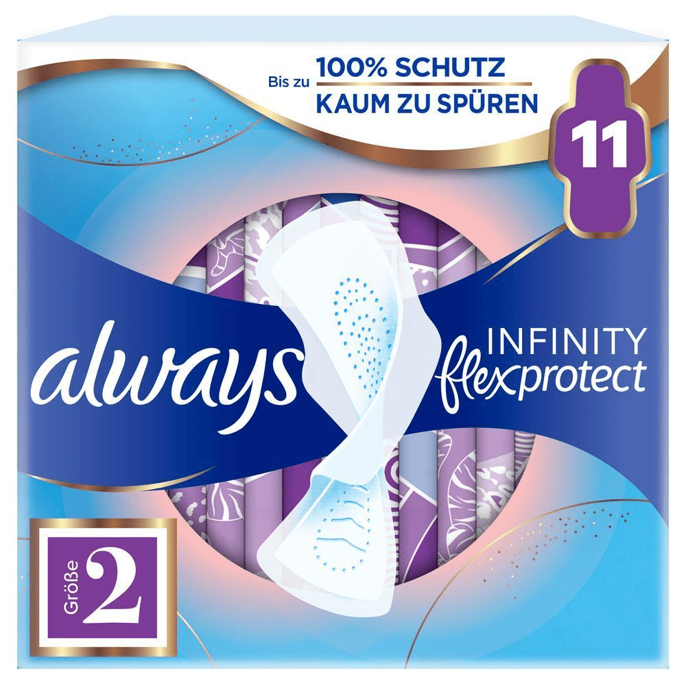 Always Infinity Flexprotect Binden, Größe 2, 11 Stück, Bis zu 100% Schutz, kaum zu spüren