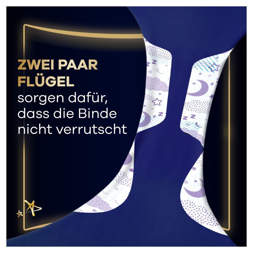 Always Binde mit zwei Paar Flügeln, die dafür sorgen, dass die Binde nicht verrutscht.