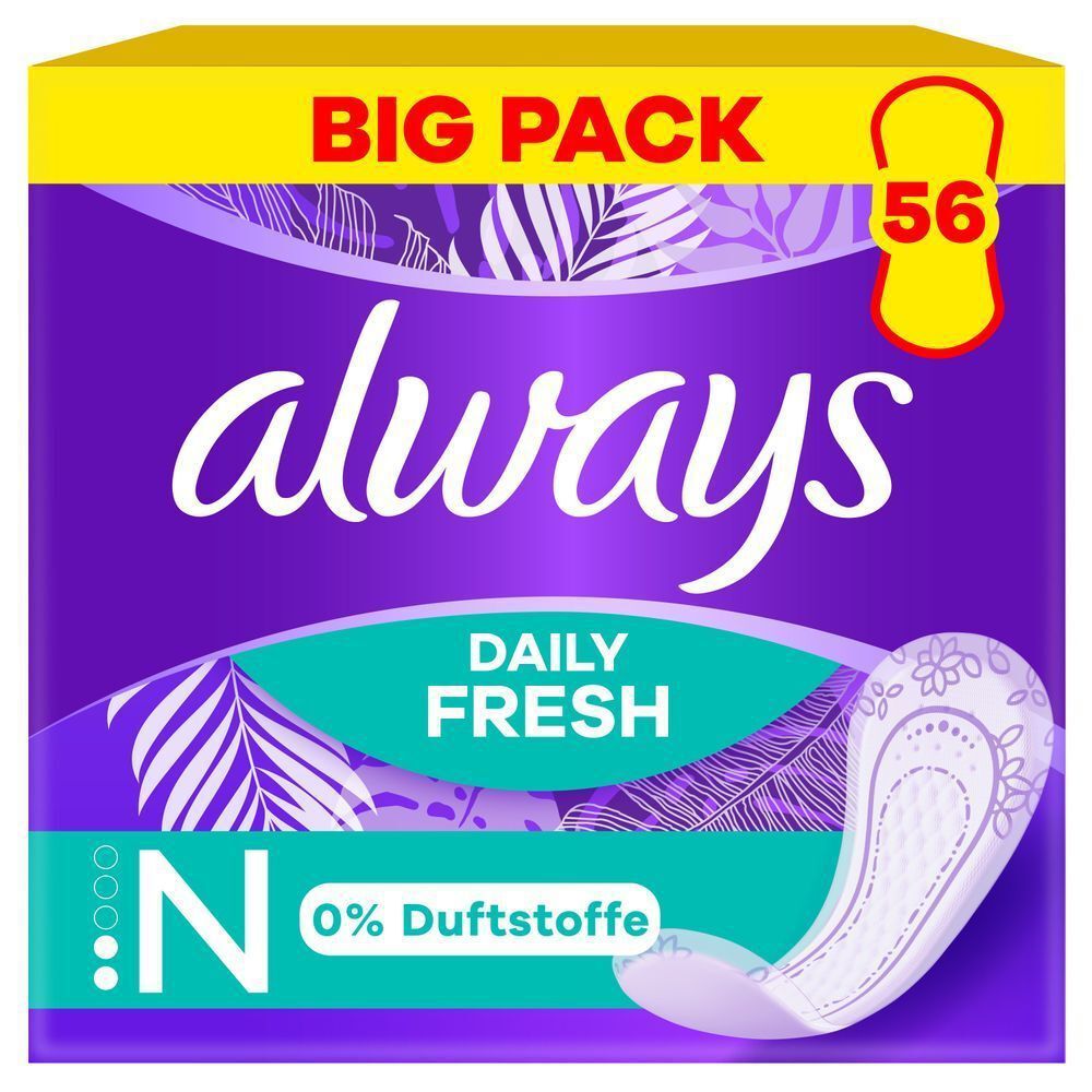 Always Daily Fresh Slipeinlagen N, im Big Pack mit 56 Stück, 0% Duftstoffe