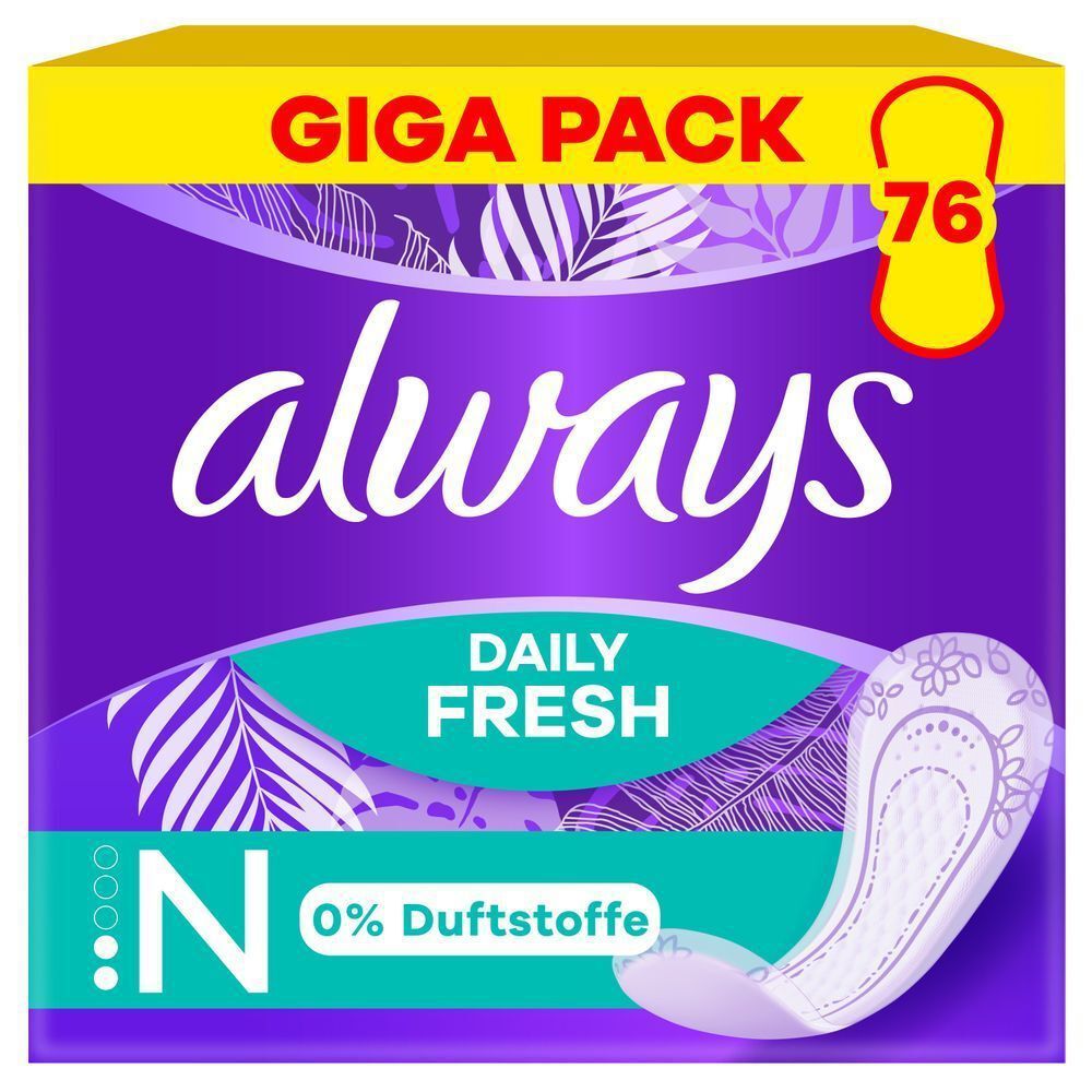 Always Daily Fresh Slipeinlagen im Giga Pack mit 76 Stück, 0% Duftstoffe