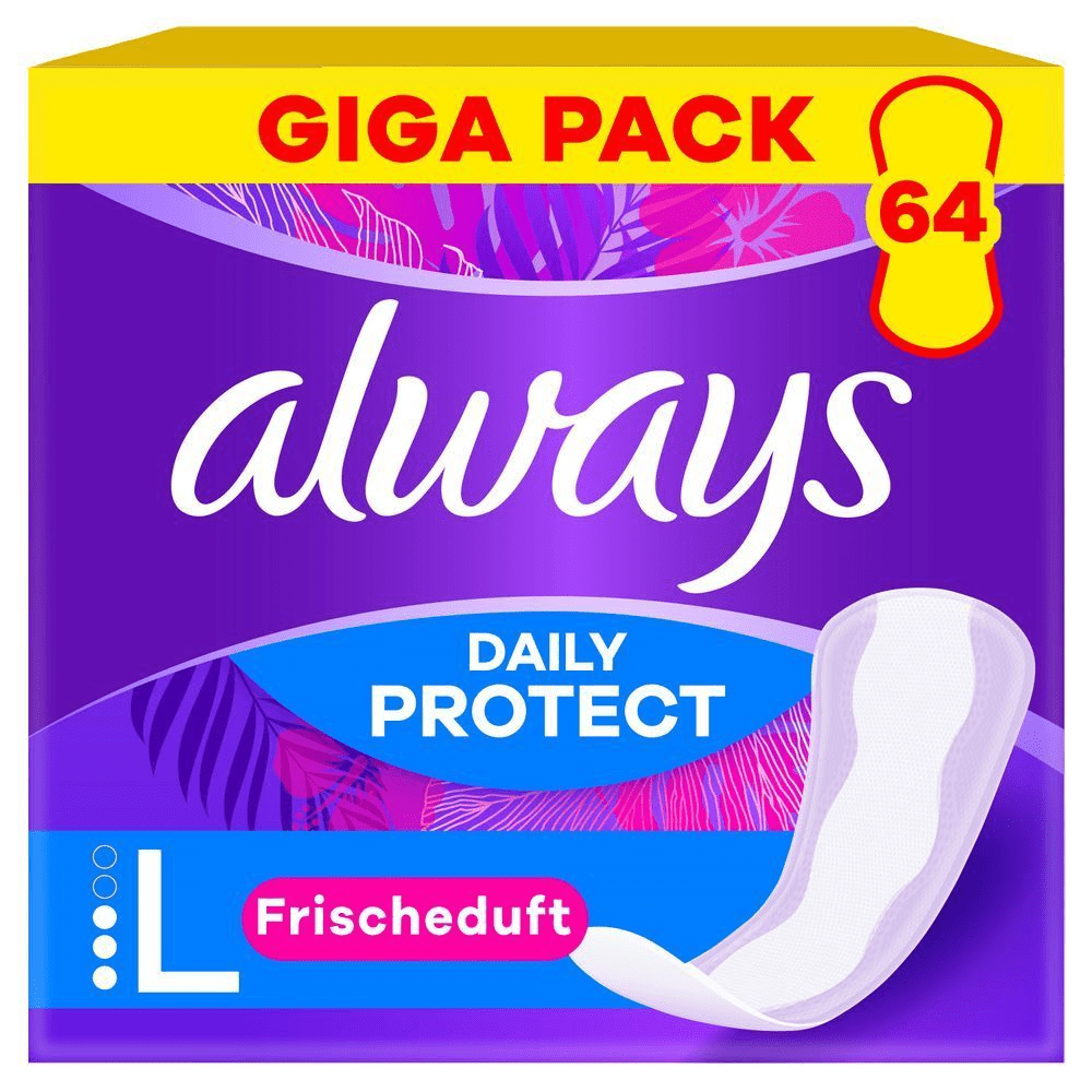 Always Daily Protect Slipeinlagen L, im Giga Pack mit 64 Stück, Frischeduft.