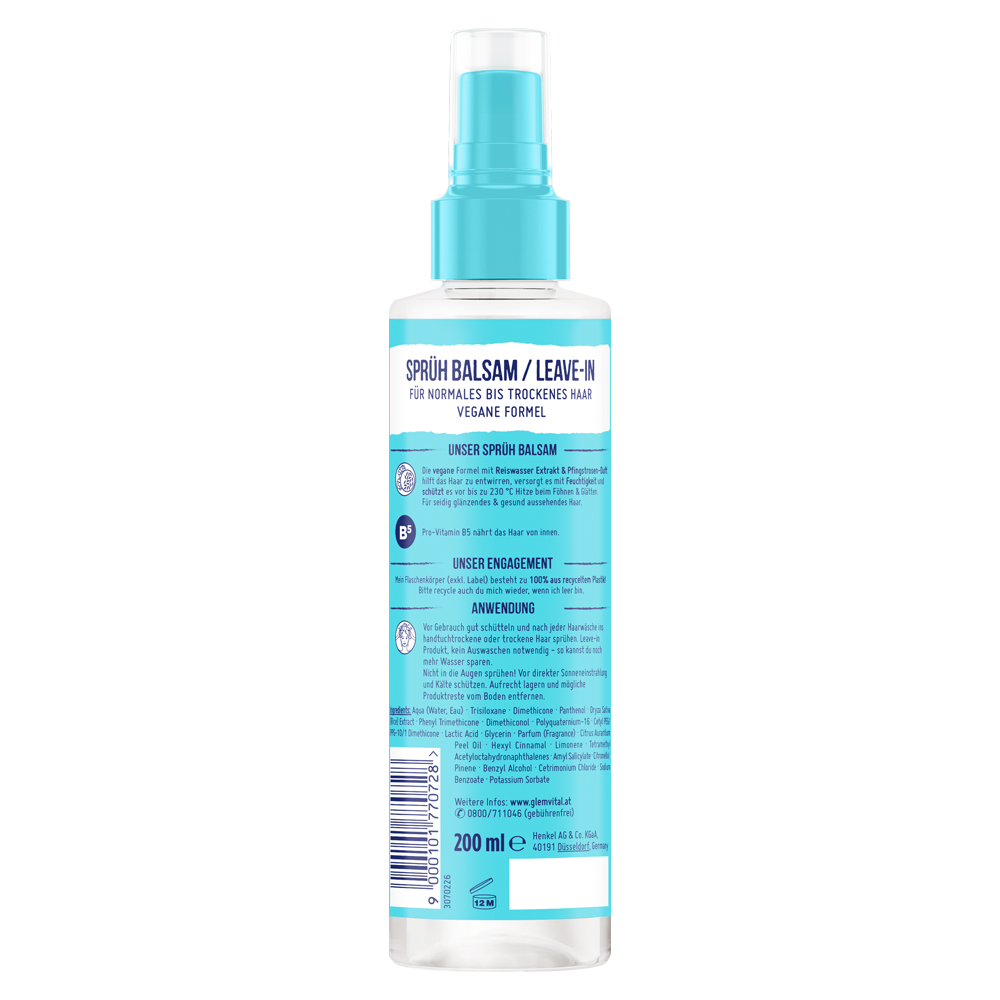 Bild: GlemVital Sprüh Balsam Reiswasser & Pfingstrose