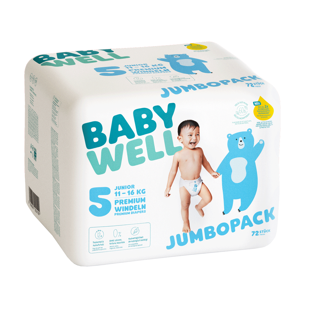 Bild: BABYWELL Premium Windeln Jumbopack Größe 5, 11-16 kg 