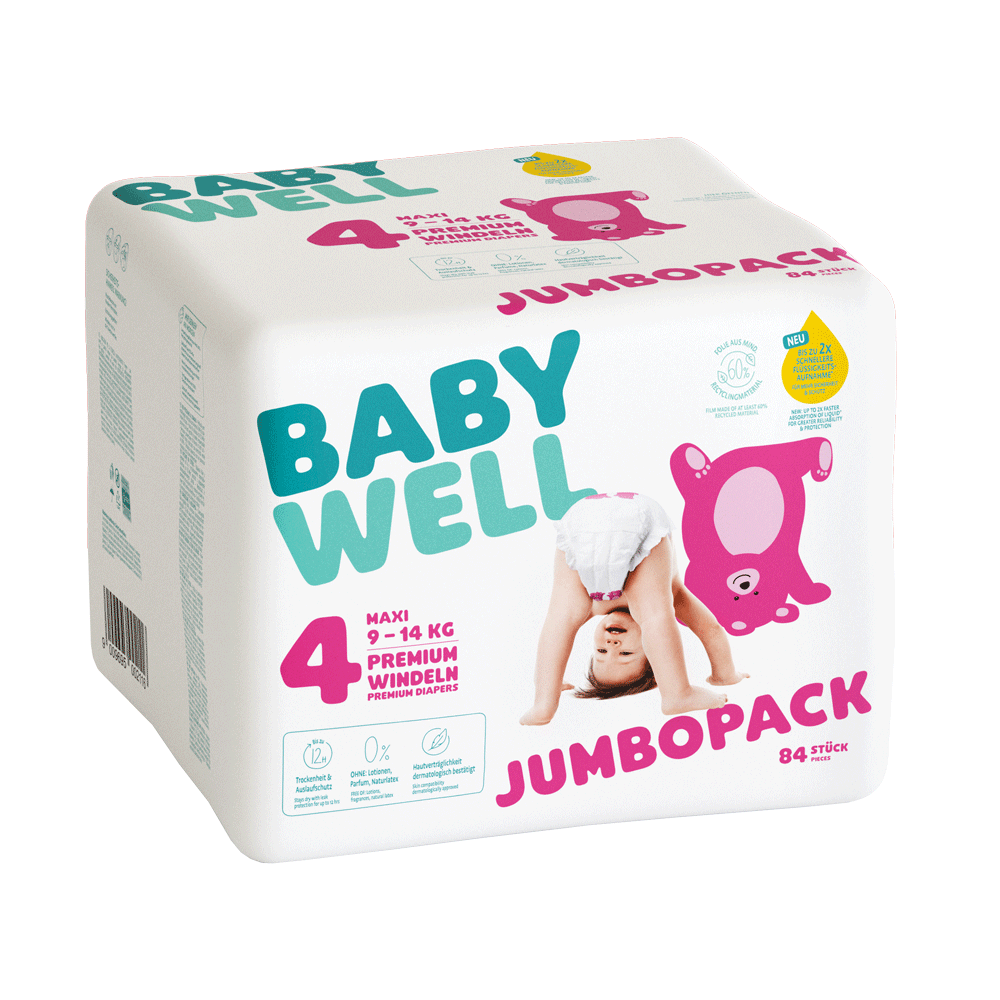 Bild: BABYWELL Premium Windeln Jumbopack Größe 4, 9-14 kg 