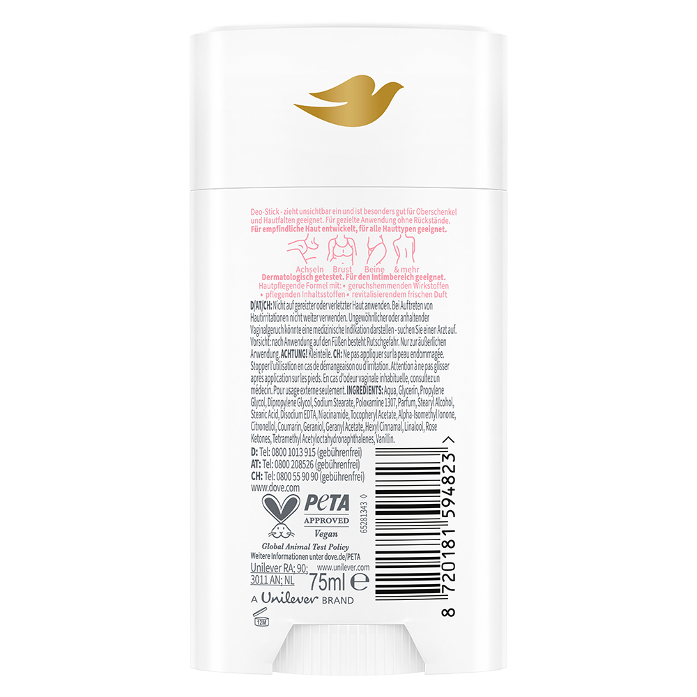 Bild: Dove Whole Body Deo Stick Himbeer und Rosenduft 