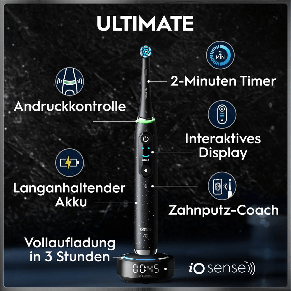 Elektrische Zahnbürste mit Timer, Andruckkontrolle, Display und schneller Aufladung
