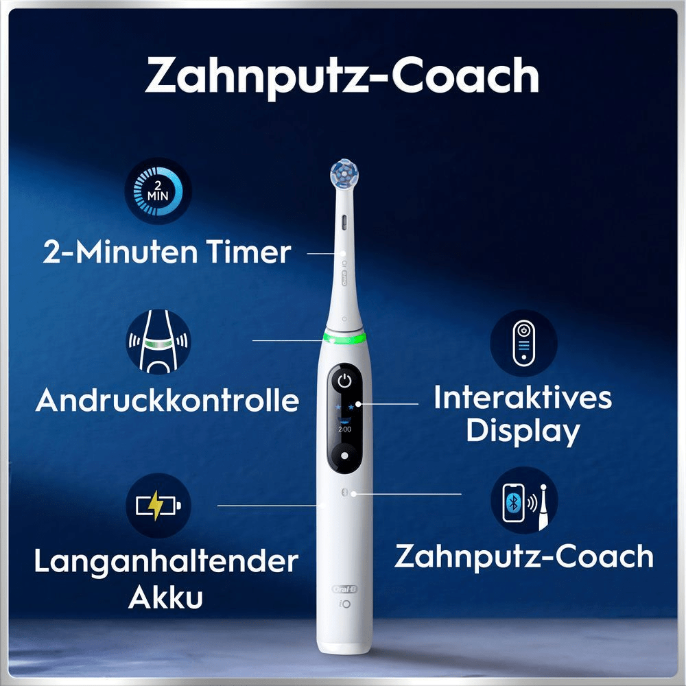 E-ZahnbÃ¼rste mit Timer, Andruckkontrolle, Display, Akku und Zahnputz-Coach