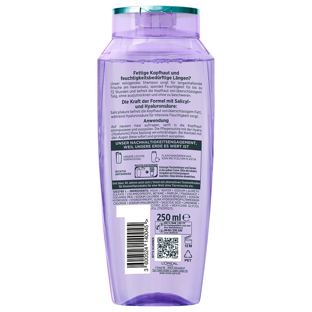Bild: L'ORÉAL PARIS ELVITAL Hydra [Hyaluronic] Pure 72H Entfettendes Shampoo 