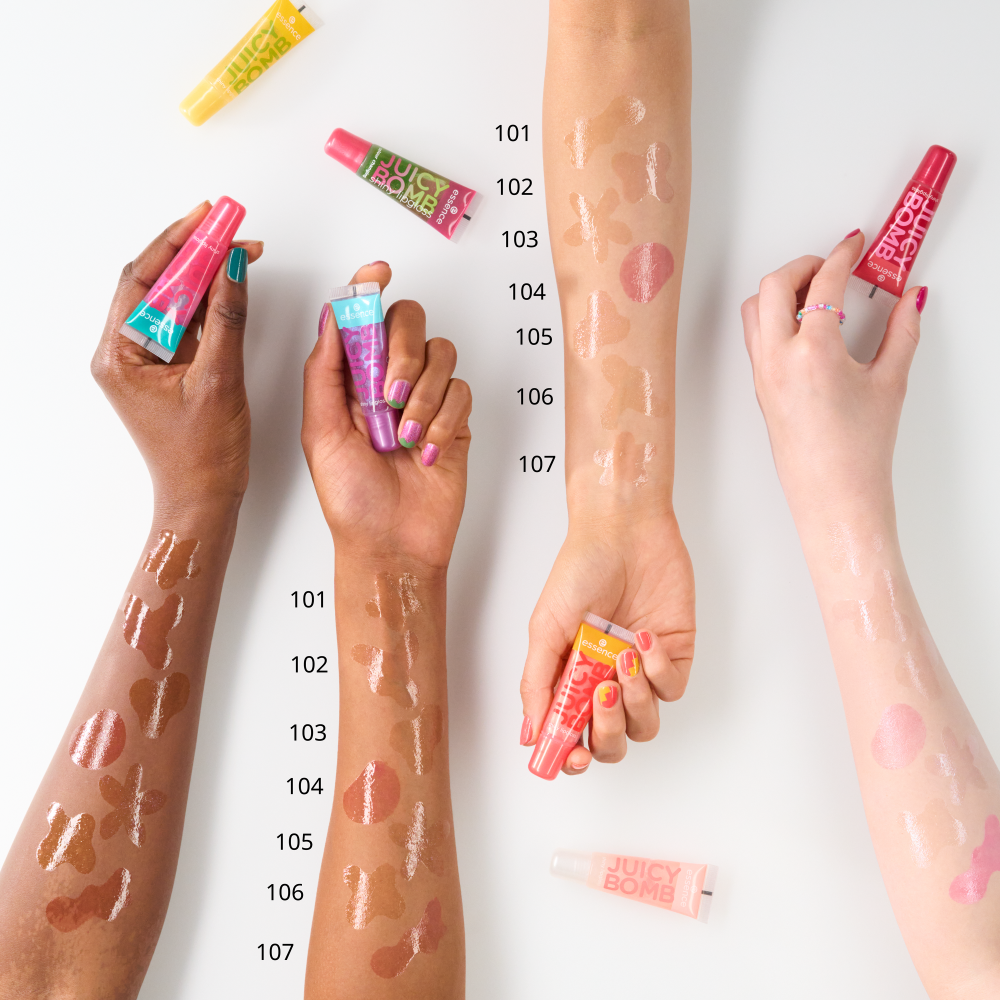 Bild: essence JUICY BOMB shiny lipgloss Glowy Gummy