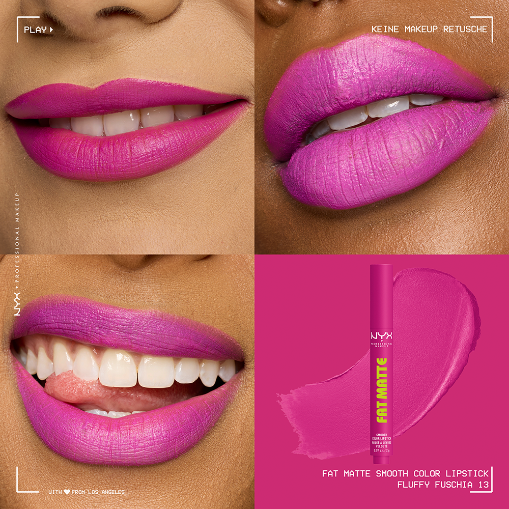 Bild: NYX Professional Make-up Fat Matte Smooth Lippenstift Fluffy Fuchsia