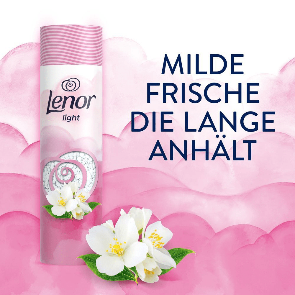 Lenor Light Jasminblüte Wäscheparfüm, milde Frische, die lange anhält.