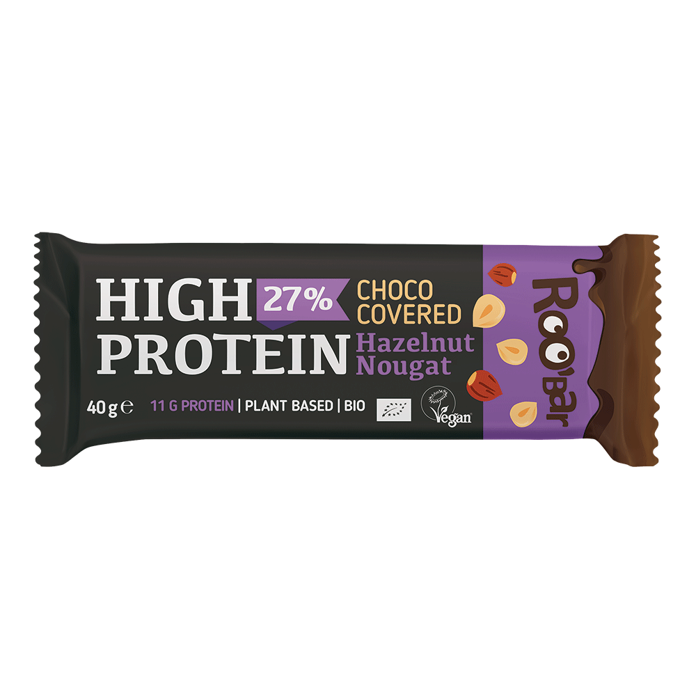 Bild: Roobar High Protein Riegel Haselnuss, Nougat, Schoko 