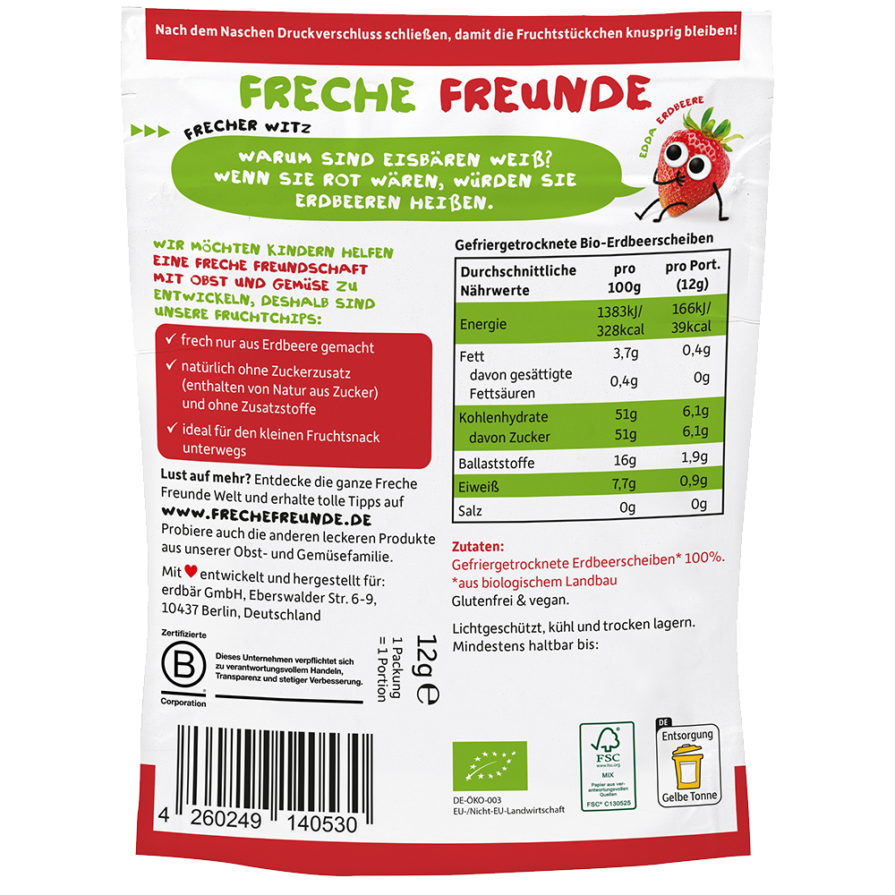 Bild: Freche Freunde Fruchtchips Erdbeere 