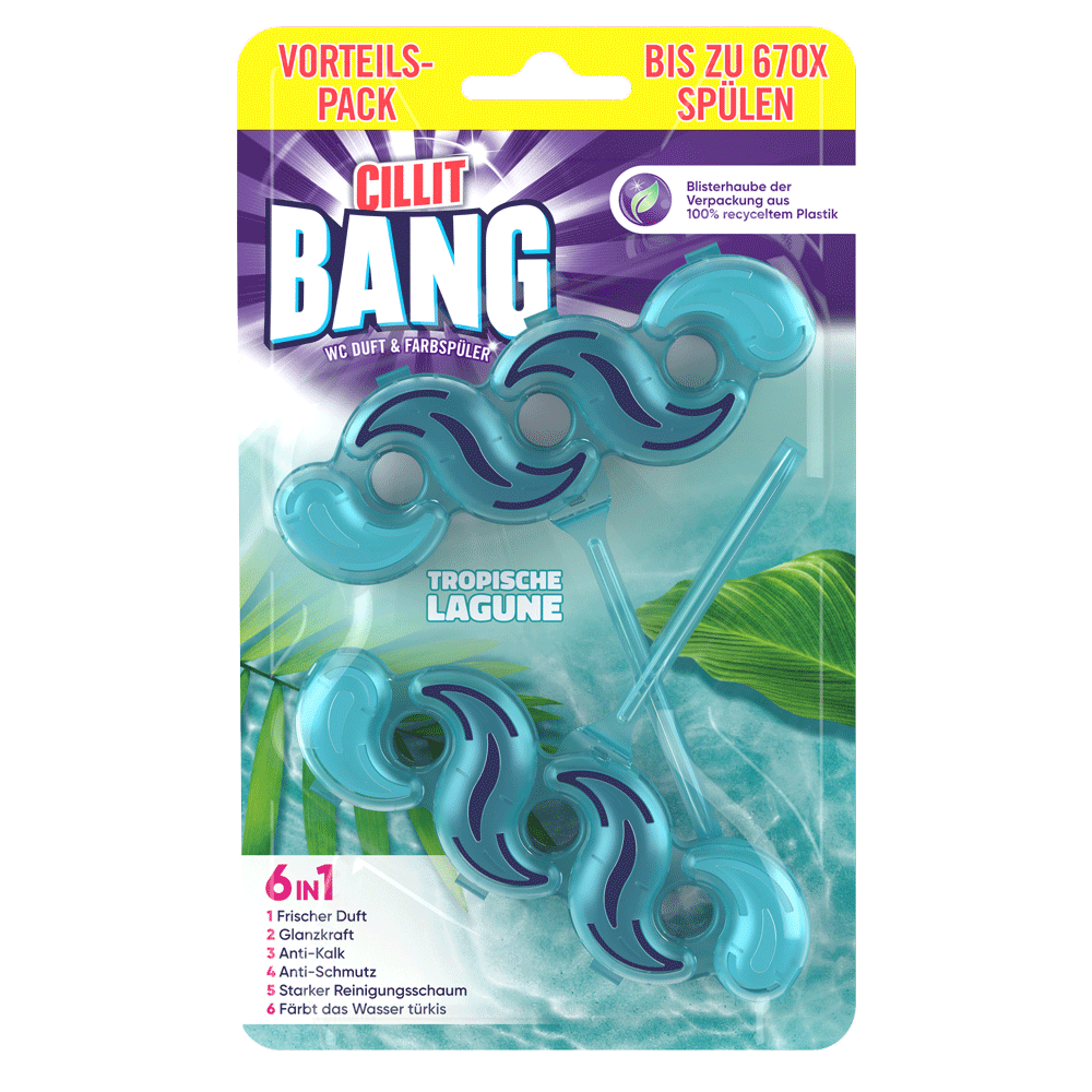 Bild: CILLIT BANG WC Duft und Farbspüler Tropical Lagune 6in1 
