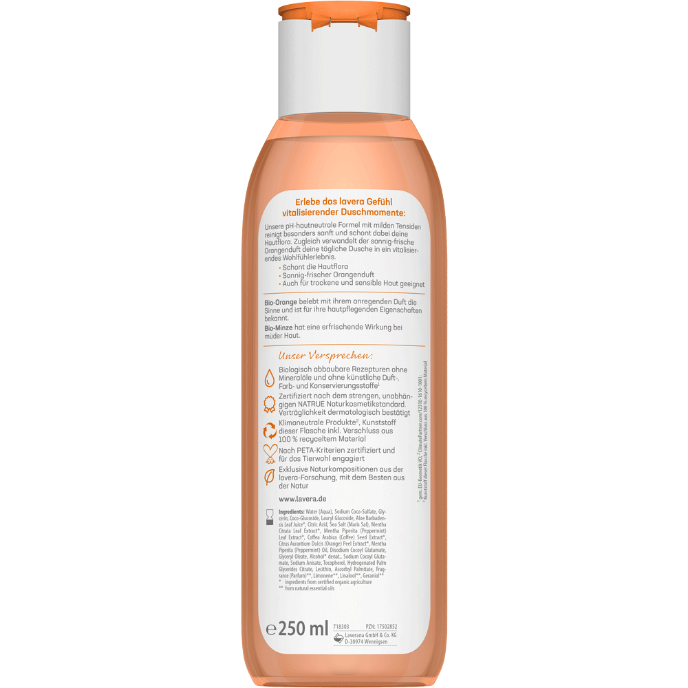 Bild: lavera Dusche Vitalisierend Orange & Minze 