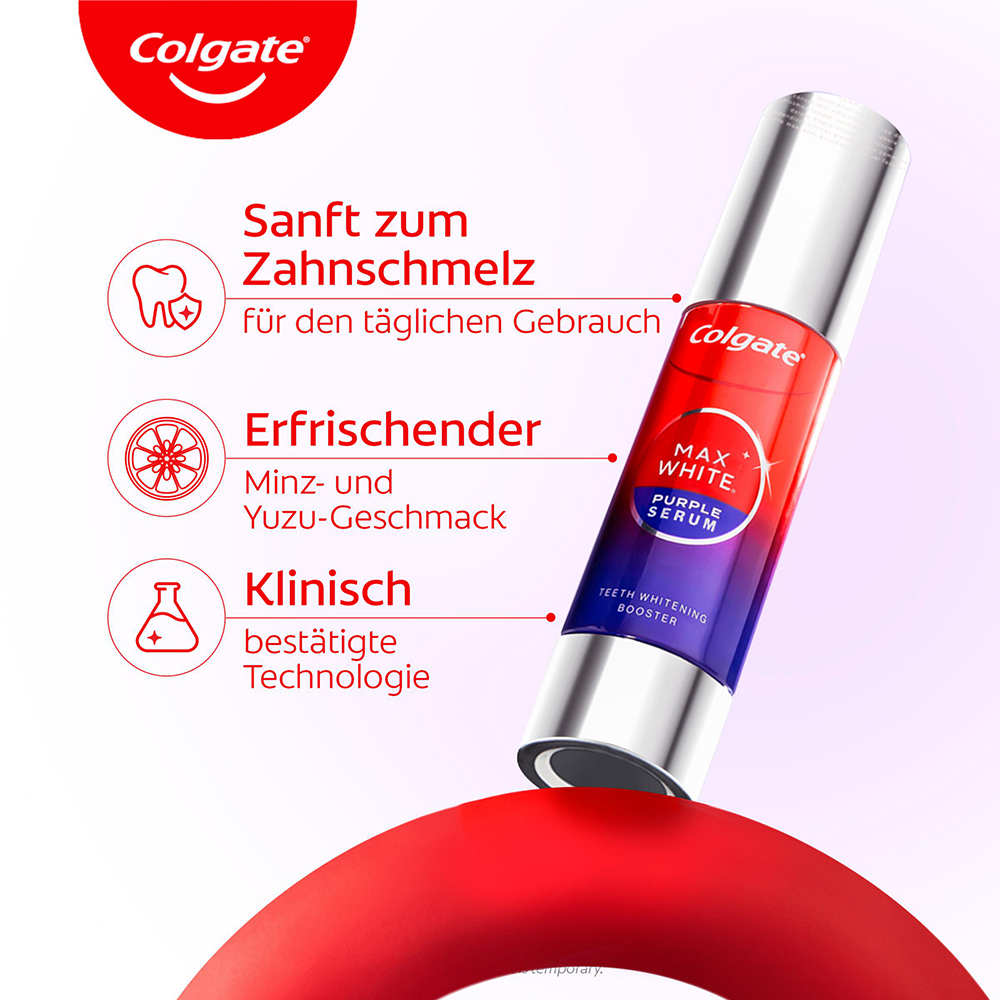 Bild: Colgate Zahnaufhellungsbooster Max White Purple Serum 