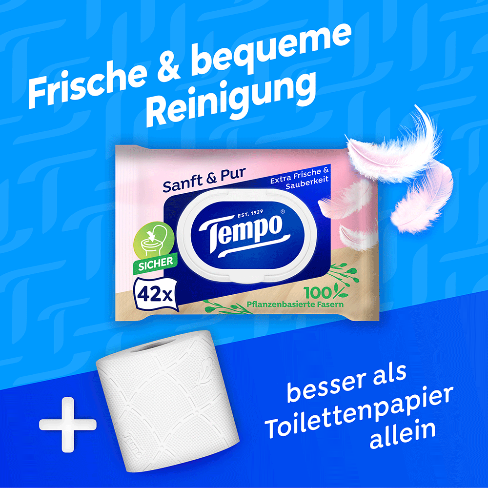 Bild: Tempo Feuchtes Toilettenpapier sanft & pur 