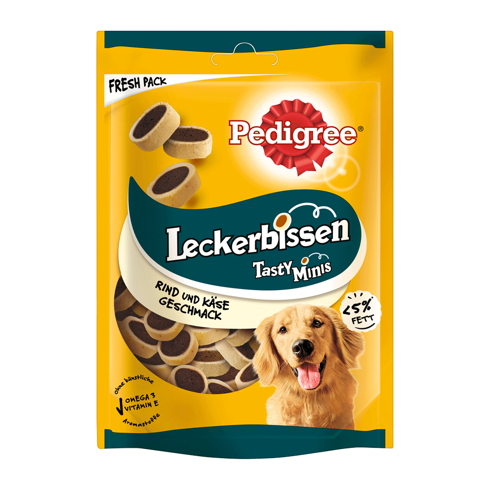 Bild: Pedigree Leckerbissen Mini-Happen mit Käse und Rind 