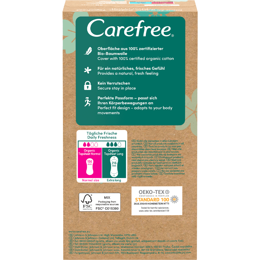 Bild: Carefree Organic Cotton Topsheet Slipeinlagen Normal 