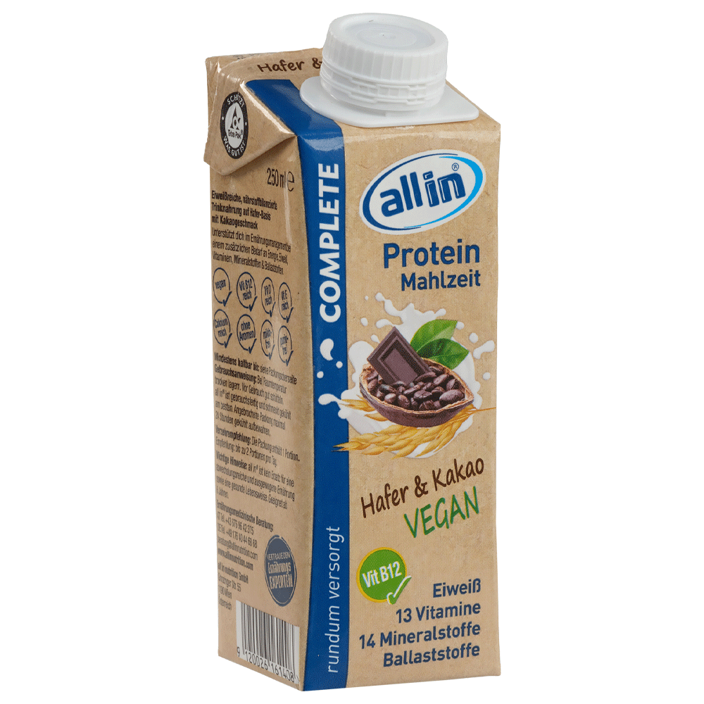 Bild: allin Protein Mahlzeit Hafer und Kakao 