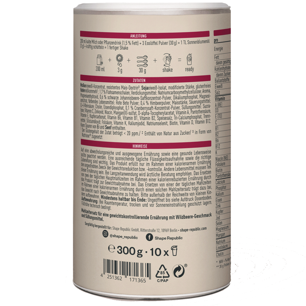Bild: SHAPE REPUBLIC Beauty Slim Shake Wildbeere 